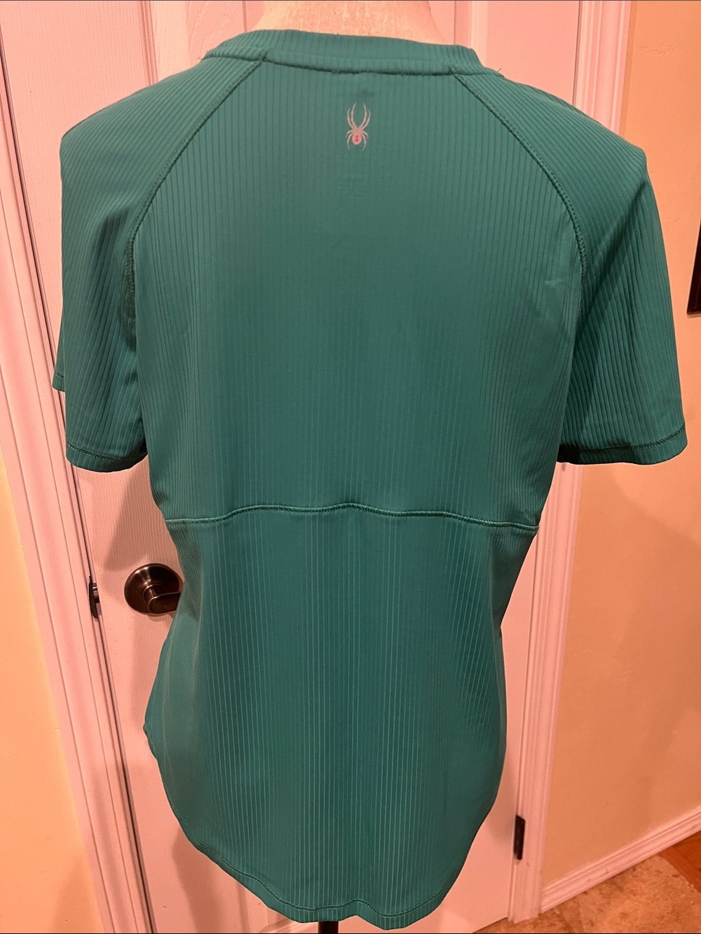 Spyder Women's Short Sleeve Ribbed Crewneck Top - Kelly Green - Picture 3 of 4